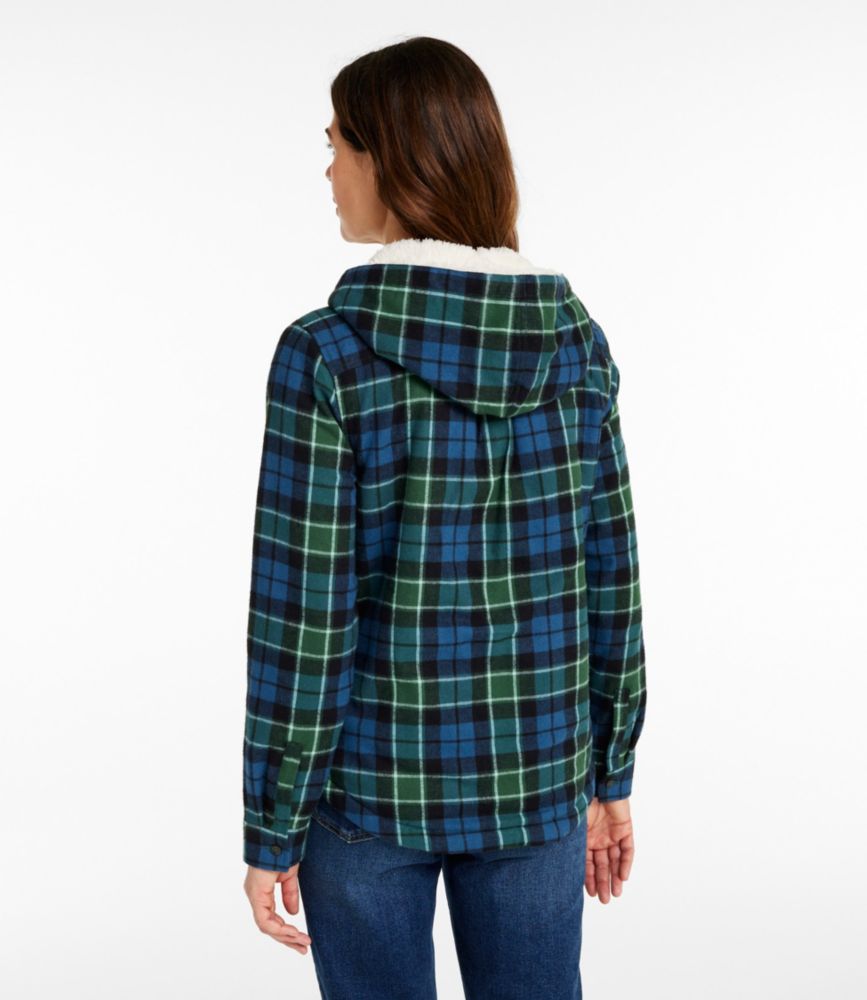 Women's Scotch Plaid Flannel Shirt, Sherpa-Lined Zip Hoodie