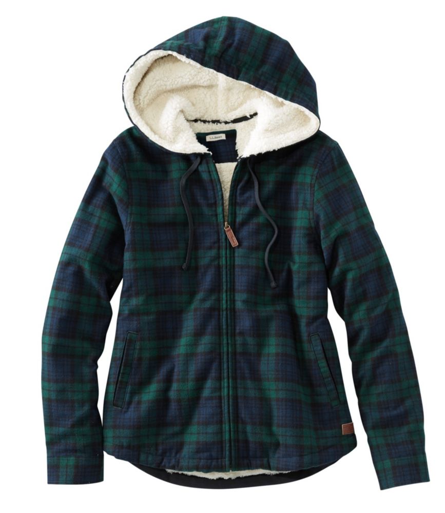 Ll bean fleece lined flannel hoodie best sale