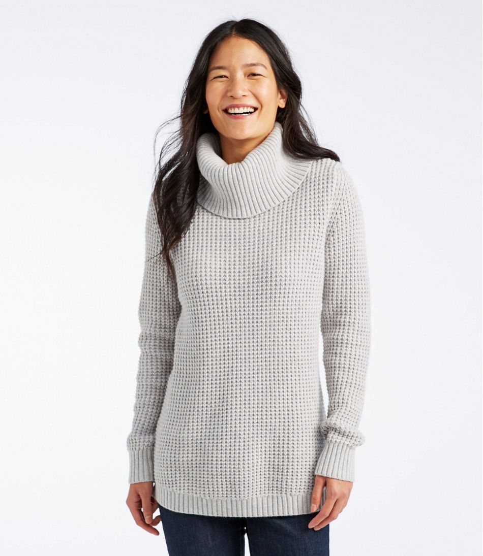 Women's Waffle-Stitch Sweater, Cowlneck Pullover | Sweaters at
