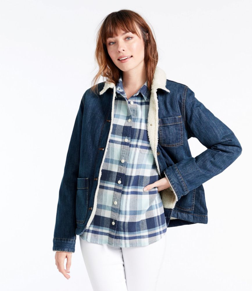 womens flannel lined denim jacket