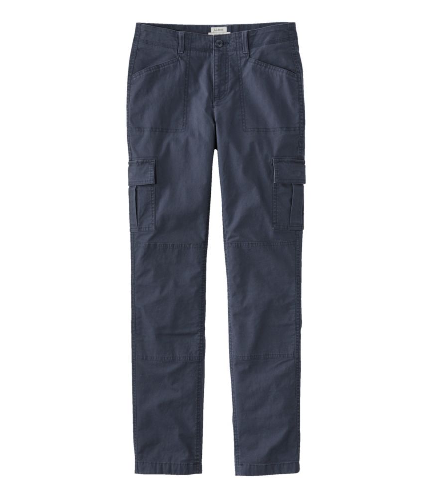 Women's Stretch Canvas Cargo Pants, Mid-Rise Straight-Leg Lined, Carbon Navy, small image number 1