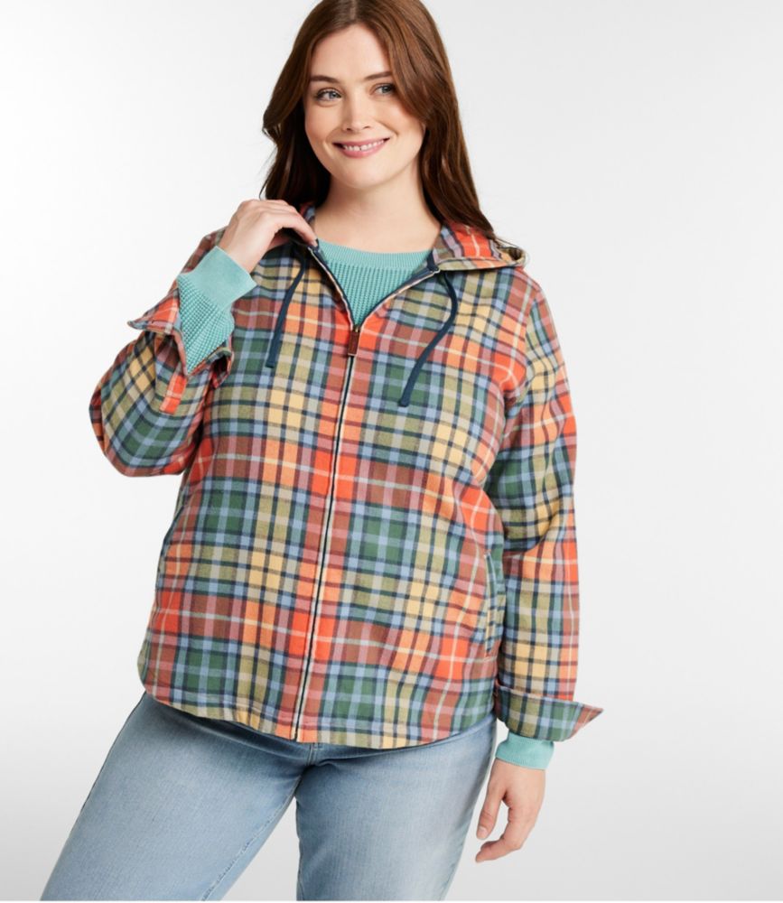 Women's Scotch Plaid Flannel Shirt, Relaxed Zip Hoodie, Angus, small image number 2