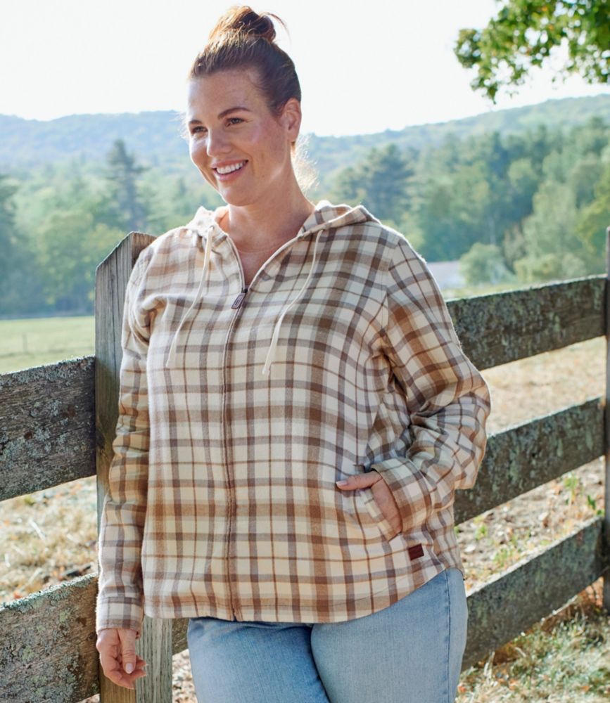 Women's Scotch Plaid Flannel Shirt, Relaxed Zip Hoodie, Antique Dress Stewart, small image number 10