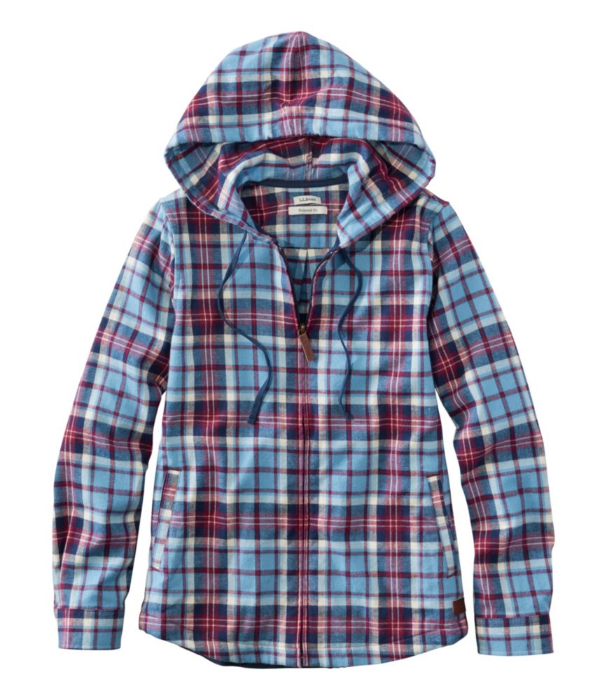 Women's Scotch Plaid Flannel Shirt, Relaxed Zip Hoodie, Blue Ridge Plaid, small image number 1