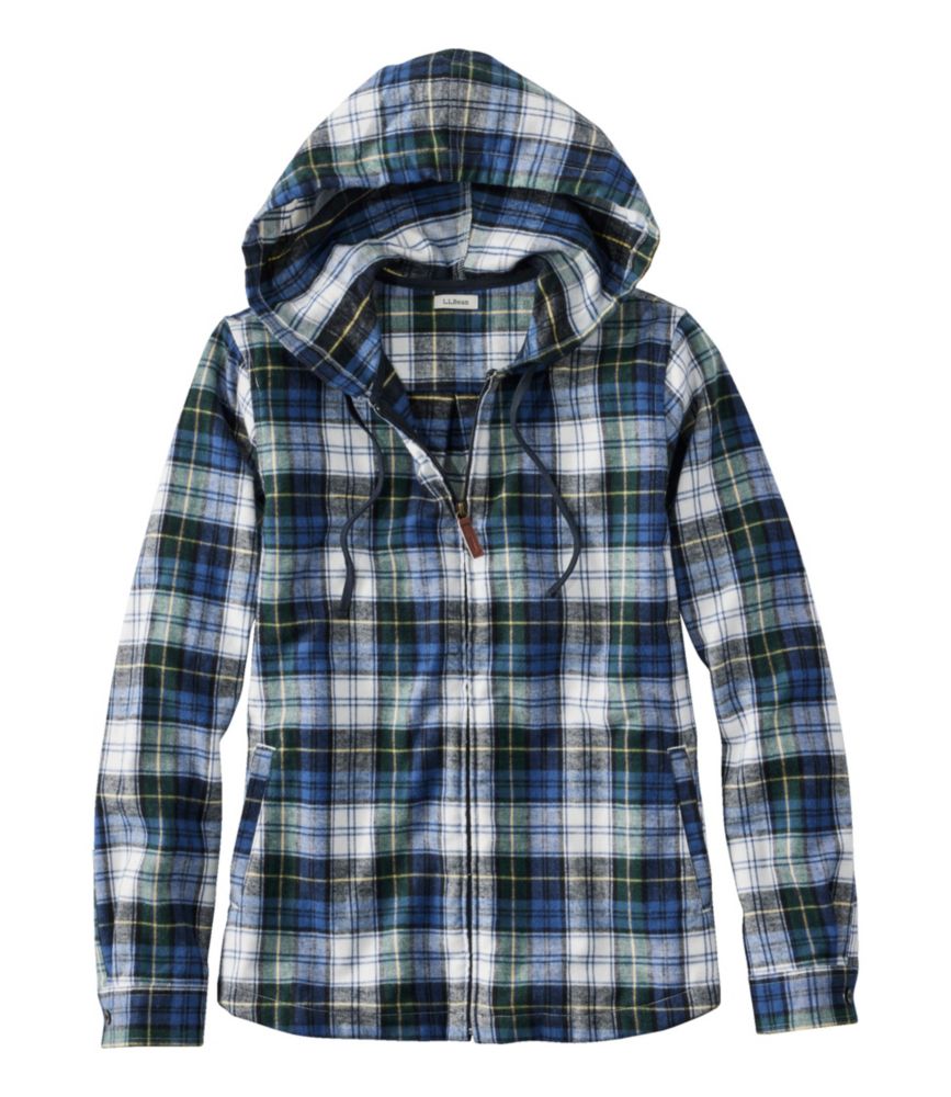 Women's Scotch Plaid Flannel Shirt, Relaxed Zip Hoodie