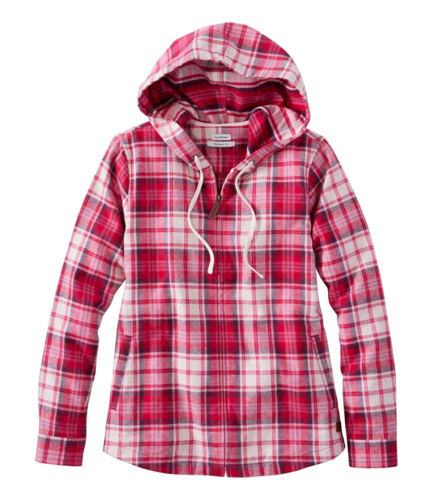 Women's Scotch Plaid Flannel Shirt, Relaxed Zip Hoodie