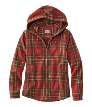 Women's Scotch Plaid Flannel Shirt, Relaxed Zip Hoodie
