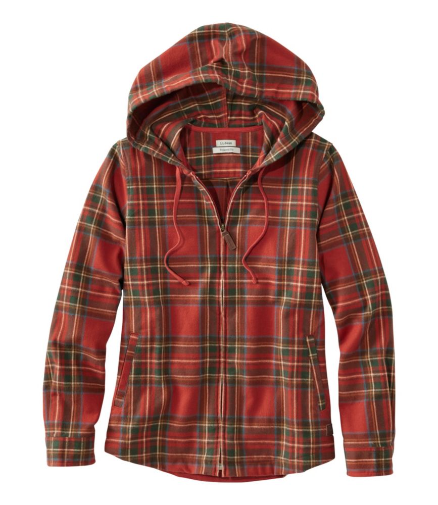 Women's Scotch Plaid Flannel Shirt, Relaxed Zip Hoodie