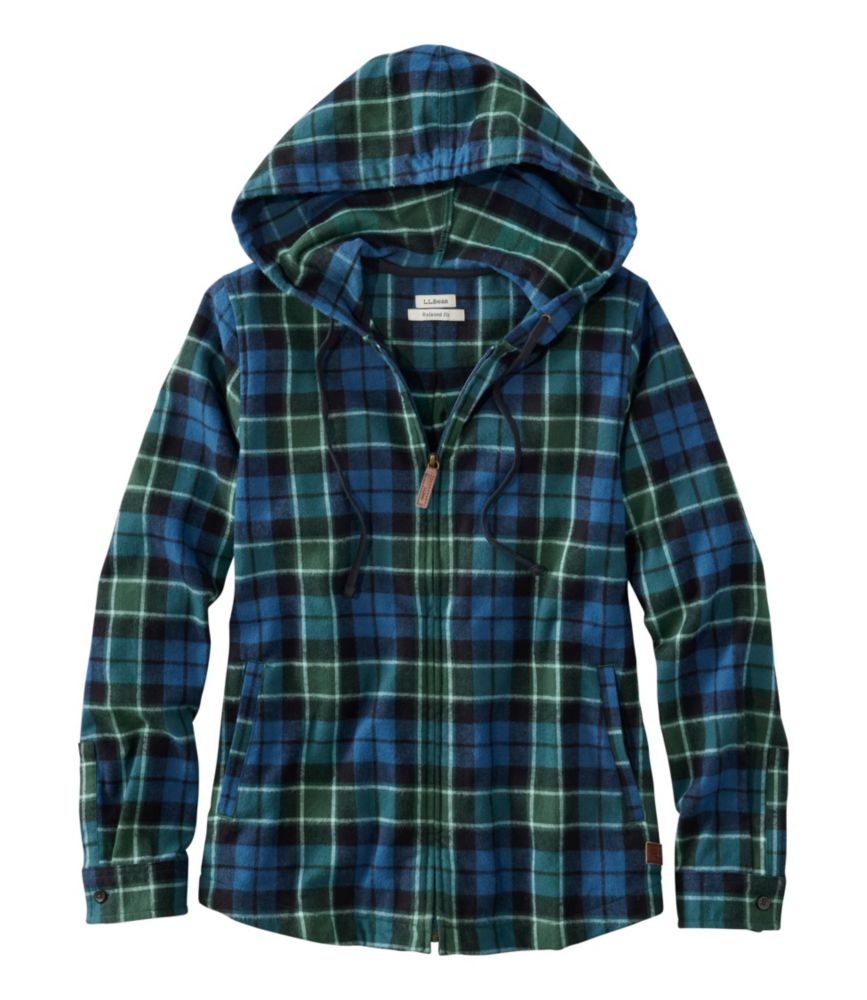 Women's Scotch Plaid Flannel Shirt, Relaxed Zip Hoodie