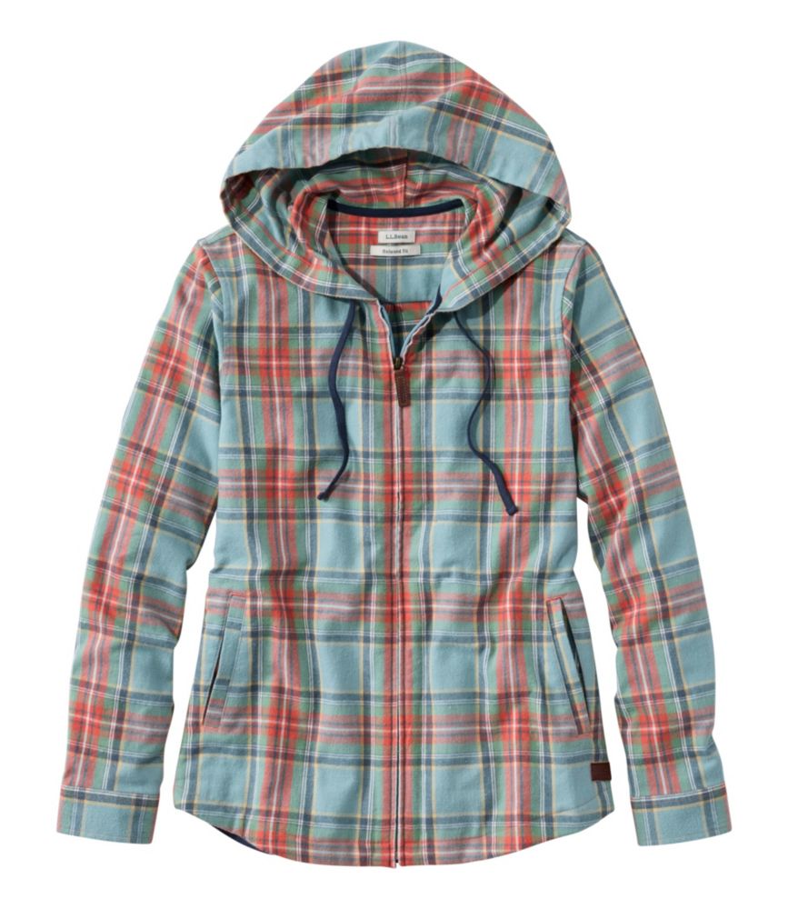 Women's Scotch Plaid Flannel Shirt, Relaxed Zip Hoodie