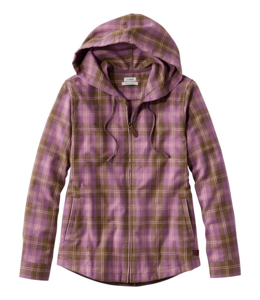 Women's Scotch Plaid Flannel Shirt, Relaxed Zip Hoodie