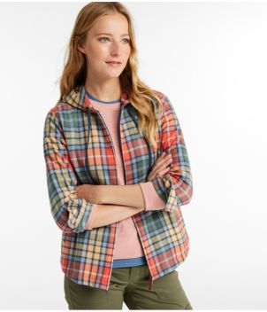 Women's Scotch Plaid Flannel Shirt, Relaxed Zip Hoodie