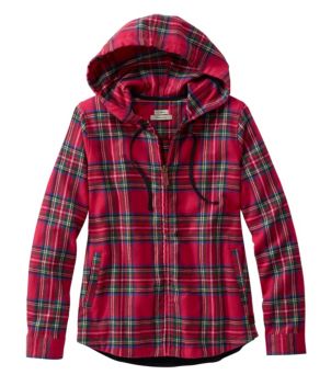 Women's Scotch Plaid Flannel Shirt, Relaxed Zip Hoodie