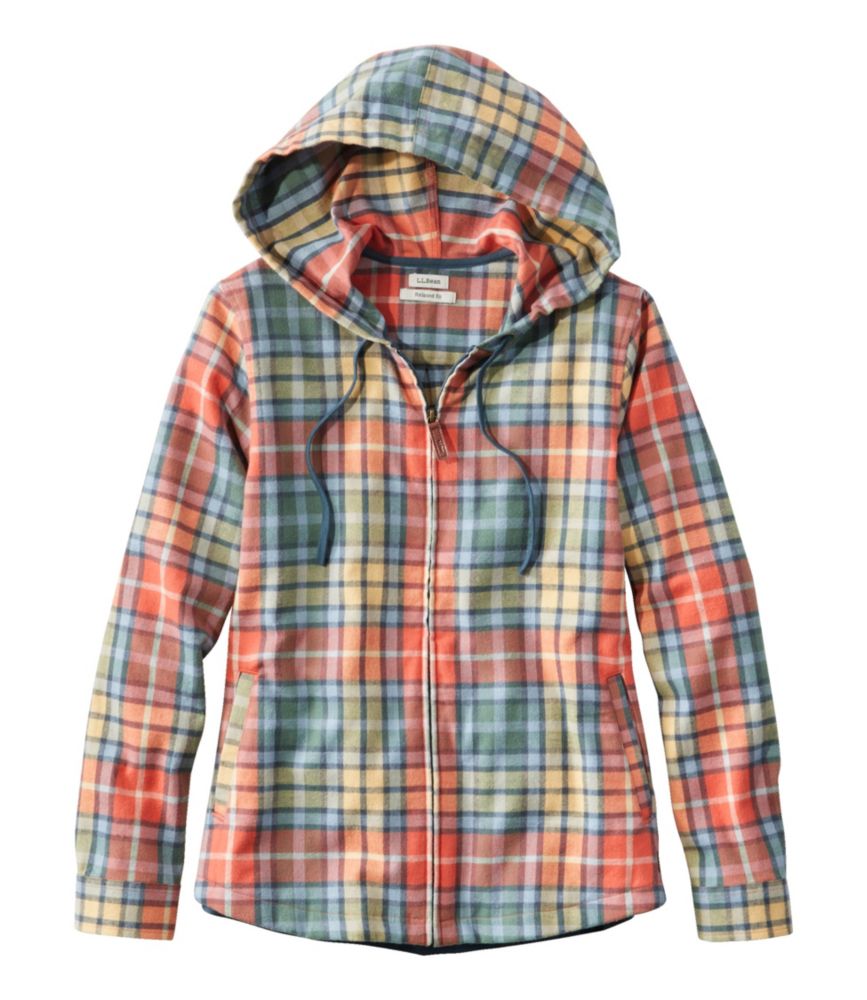 Women's Scotch Plaid Flannel Shirt, Relaxed Zip Hoodie
