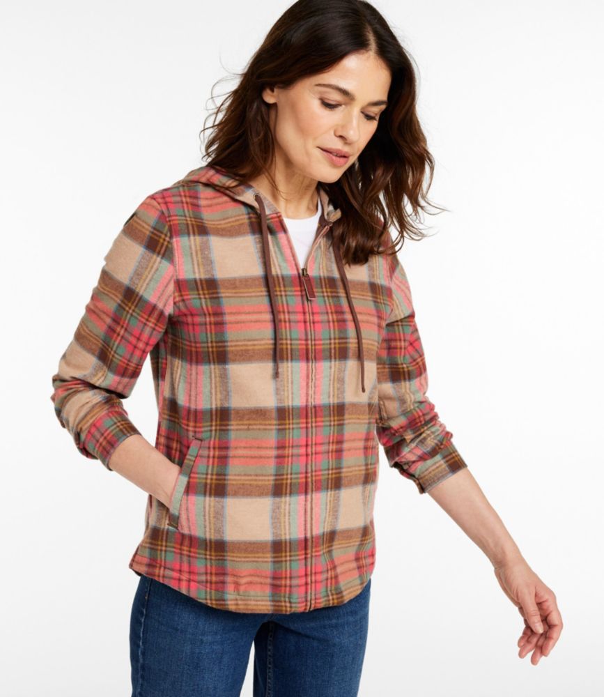 Women's Scotch Plaid Flannel Shirt, Relaxed Zip Hoodie