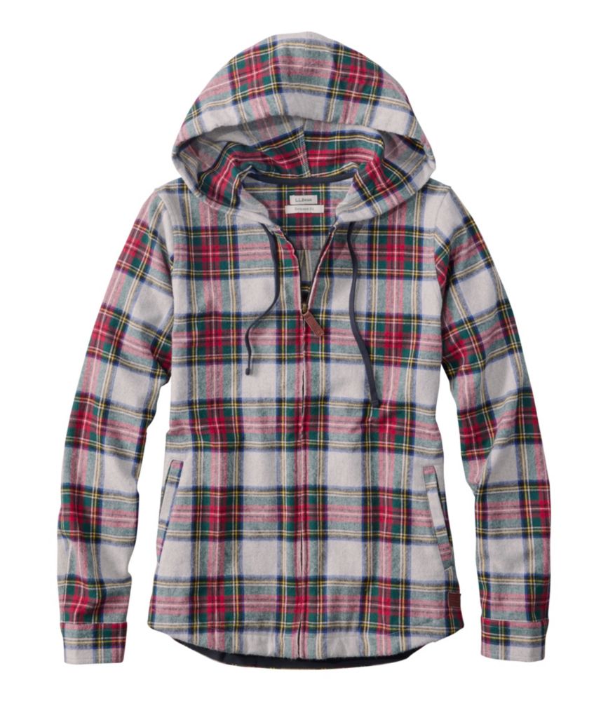 Women's Scotch Plaid Flannel Shirt, Relaxed Zip Hoodie