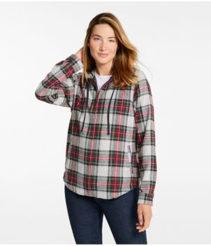 Women's Scotch Plaid Flannel Shirt, Relaxed Zip Hoodie