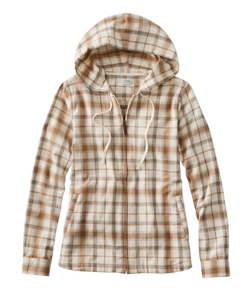 Women's Scotch Plaid Flannel Shirt, Relaxed Zip Hoodie