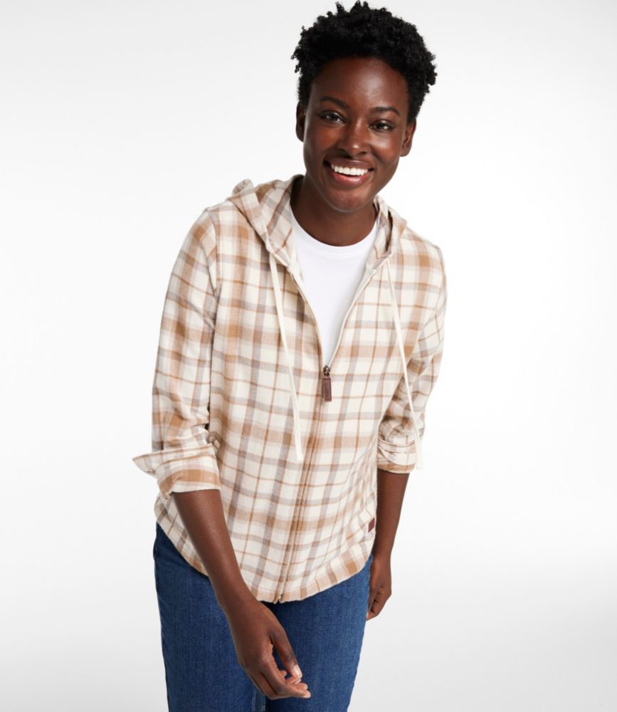 Women's Scotch Plaid Flannel Shirt, Relaxed Zip Hoodie