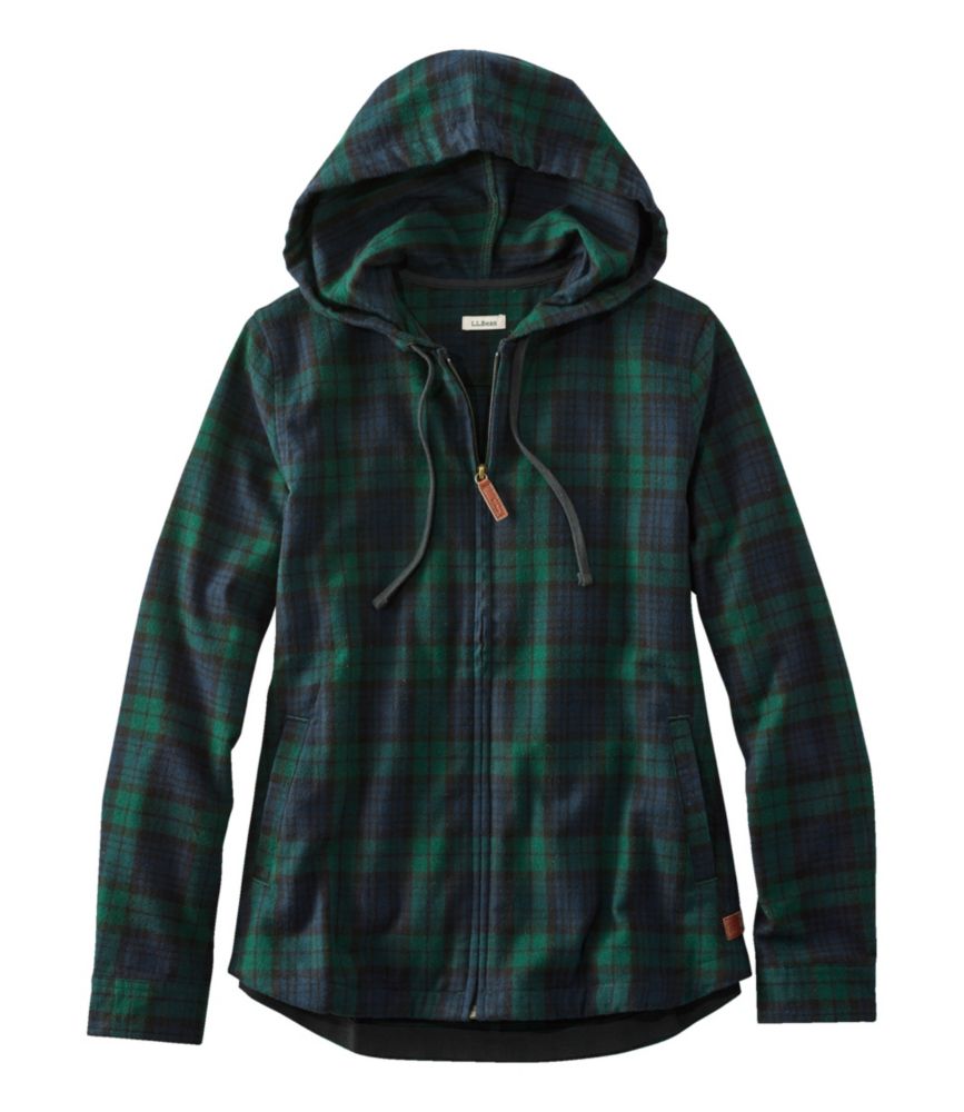 Women's Scotch Plaid Flannel Shirt, Relaxed Zip Hoodie