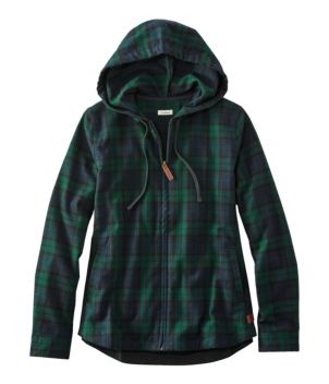 Women's Scotch Plaid Flannel Shirt, Relaxed Zip Hoodie