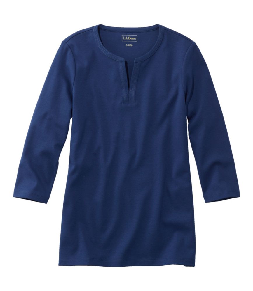 Women's L.L.Bean Tee, Three-Quarter-Sleeve Splitneck Tunic, Alpine Blue, small image number 1