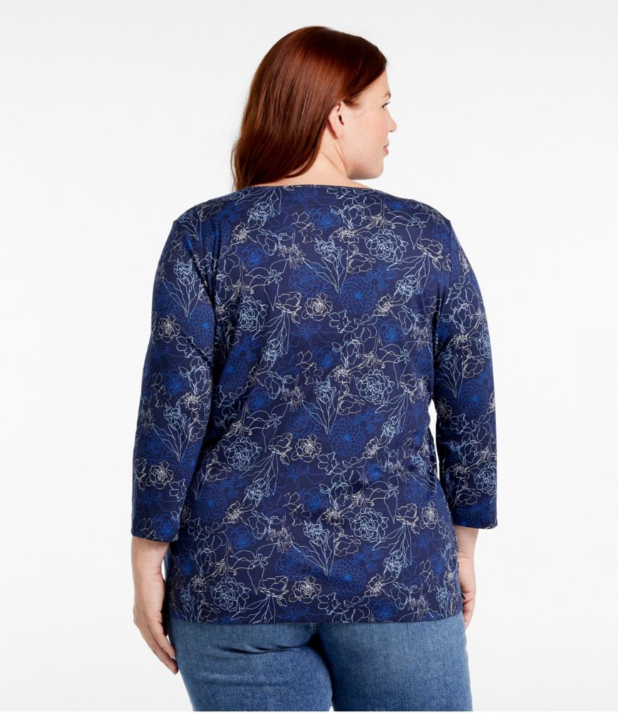 Women Blue & Gold Printed Tunic With Three Quarter Sleeves main image 1