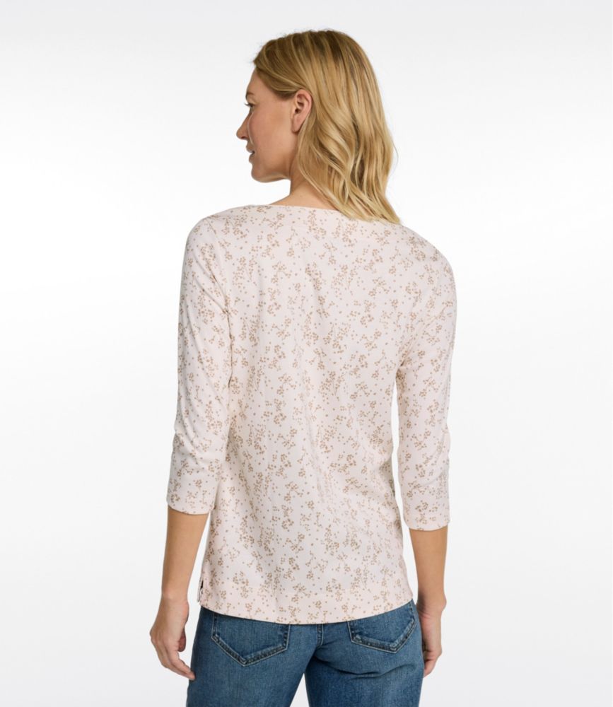 Women's Pima Cotton Tunic, Three-Quarter-Sleeve Splitneck Print
