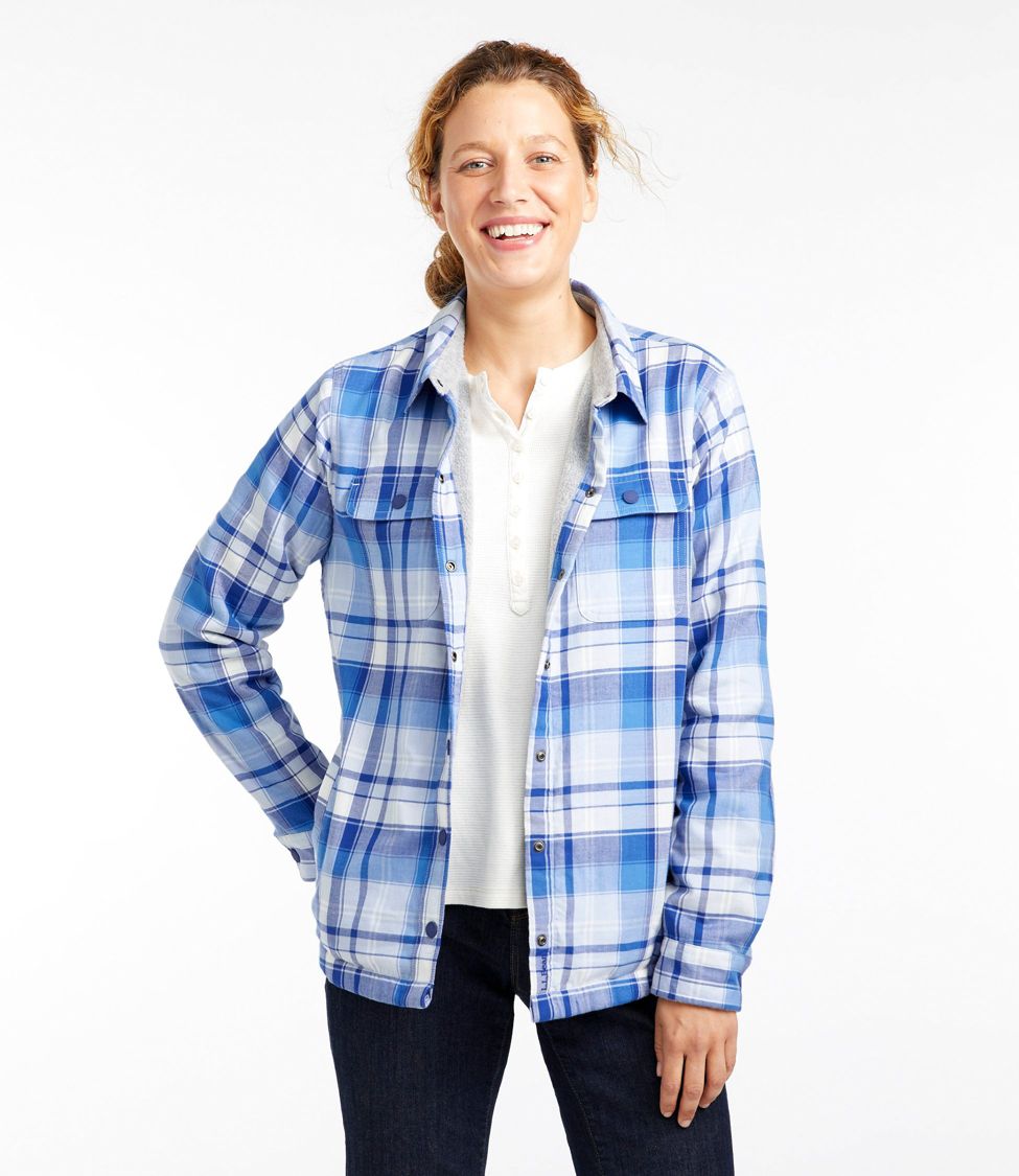Women's Fleece-Lined Flannel Shirt, Snap-Front Plaid at L.L. Bean