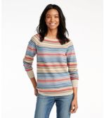 Women's Textured Cotton Sweater, Long-Sleeve Stripe