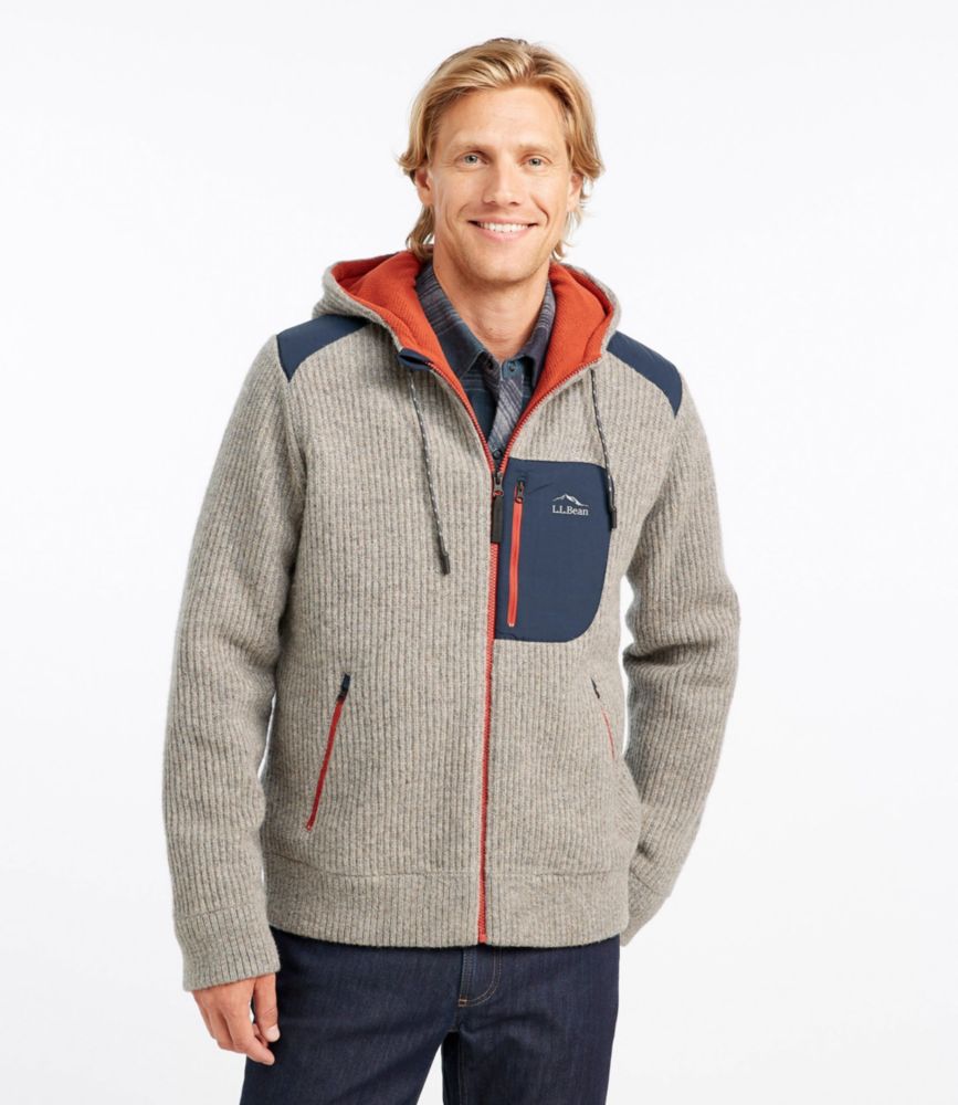 wool hooded cardigan mens