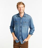 Long Sleeves Washed Denim Button Down Casual Shirt seen in Si