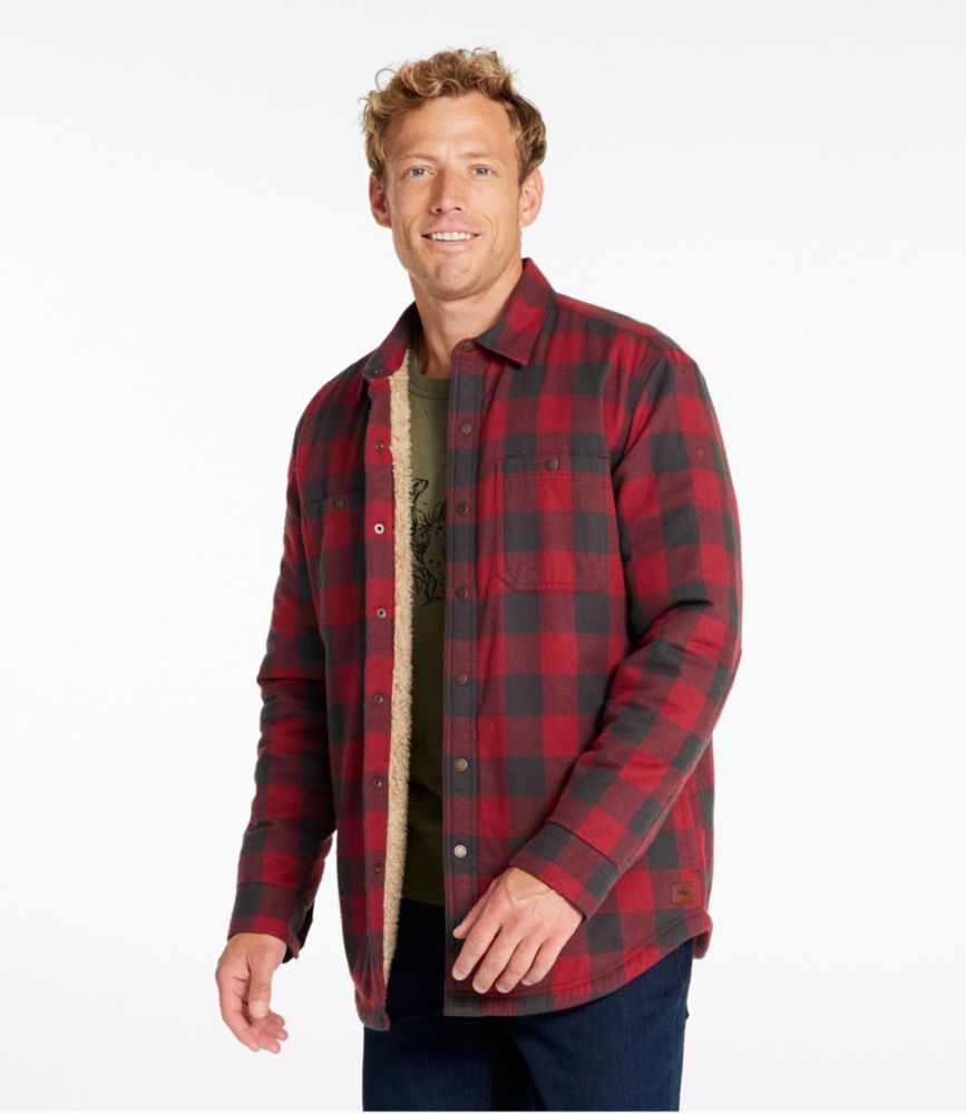 Men's Sherpa-Lined Scotch Plaid Shirt, Slightly Fitted, Vintage Red Rob Roy, small image number 2