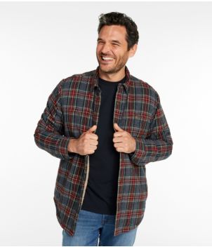 Men's Sherpa-Lined Scotch Plaid Shirt, Slightly Fitted