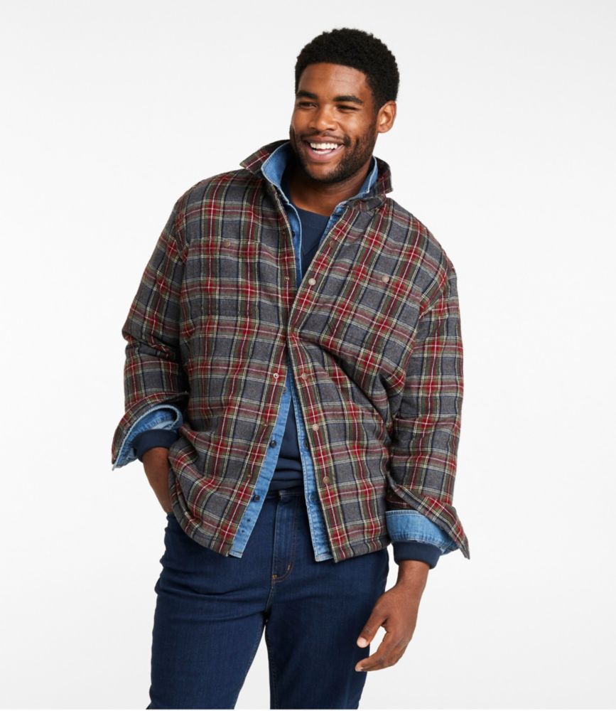 Men's Sherpa-Lined Scotch Plaid Shirt, Slightly Fitted, Grey Stewart, small image number 4