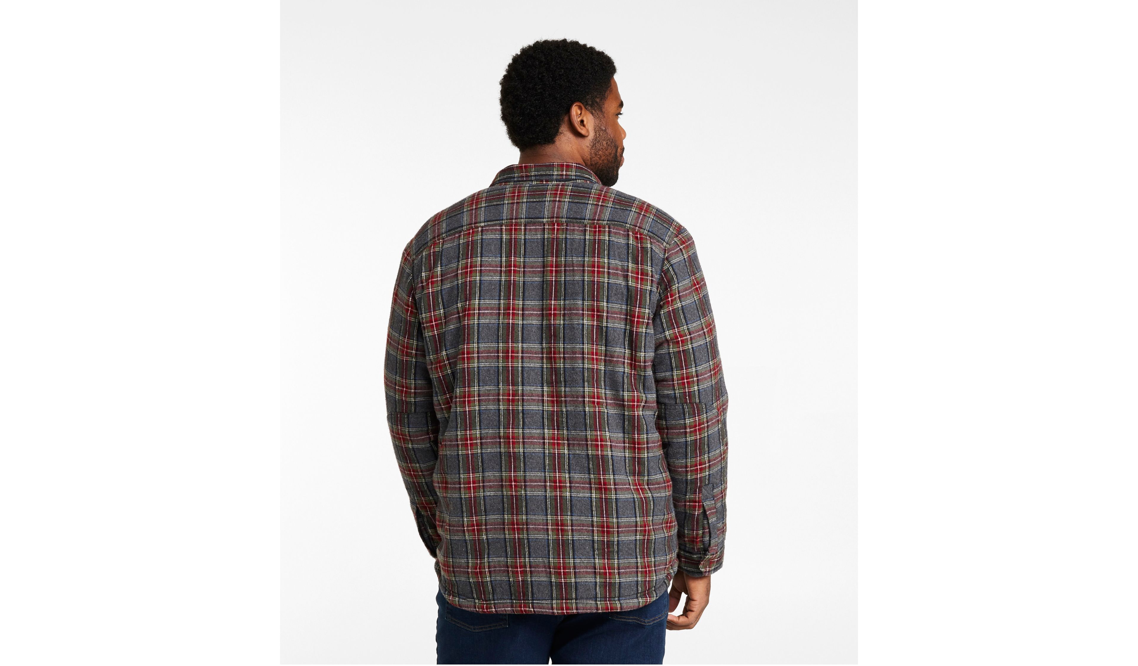 Men's Sherpa-Lined Scotch Plaid Shirt, Slightly Fitted