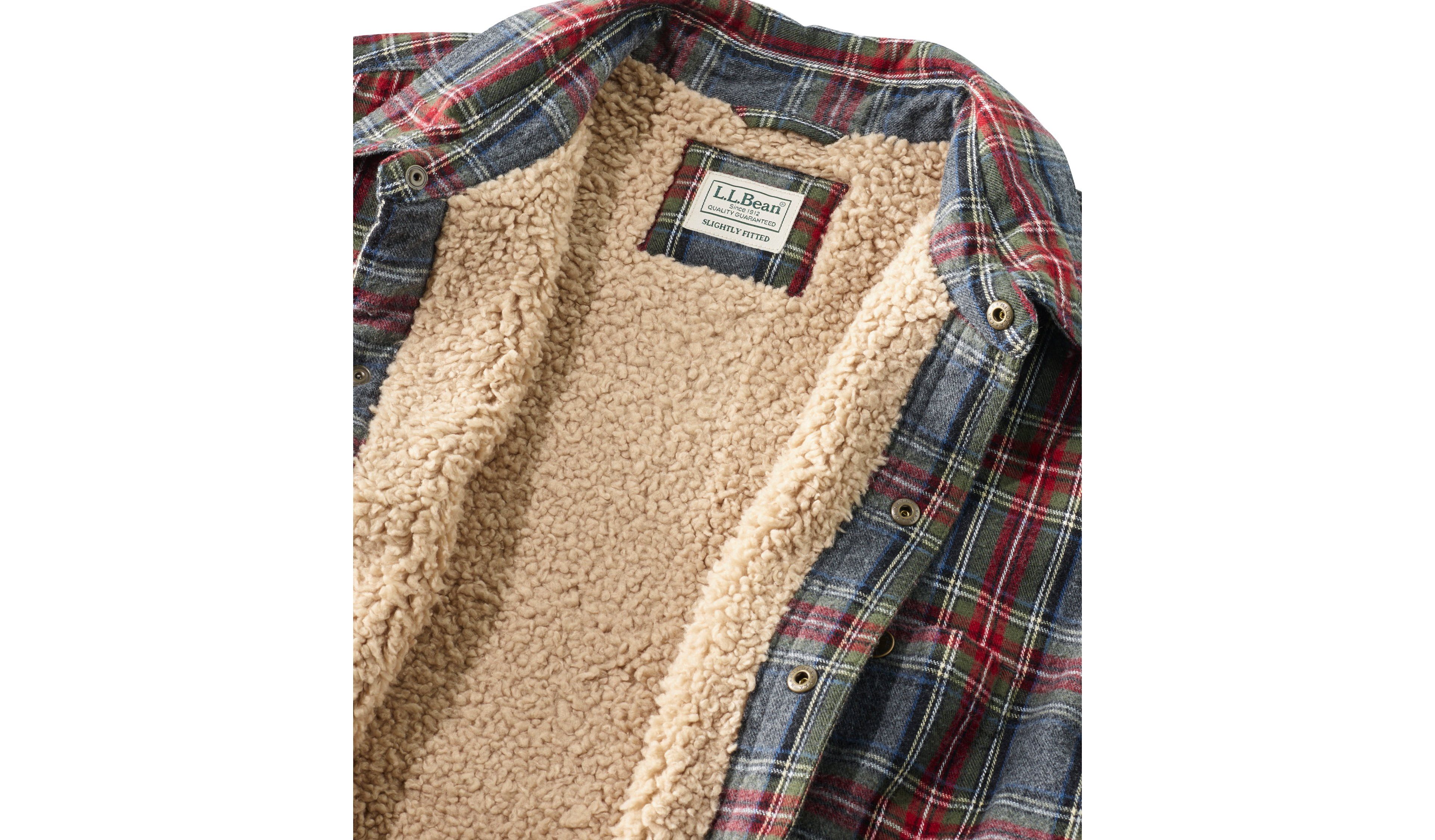 Men's Sherpa-Lined Scotch Plaid Shirt, Slightly Fitted