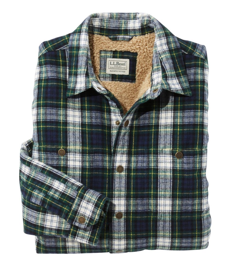 Sherpa-Lined Scotch Plaid Shirt, Slightly Fitted