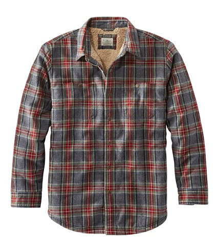 Men's Sherpa-Lined Scotch Plaid Shirt, Slightly Fitted | Casual Button ...