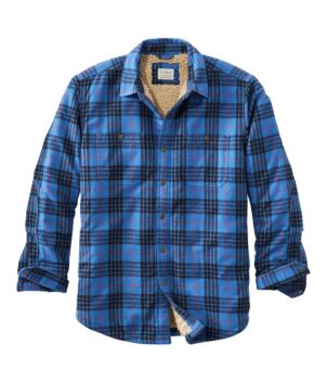 Men's Sherpa-Lined Scotch Plaid Shirt, Slightly Fitted