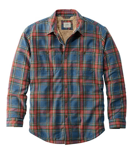 Men's Sherpa-Lined Scotch Plaid Shirt, Slightly Fitted | Casual Button ...
