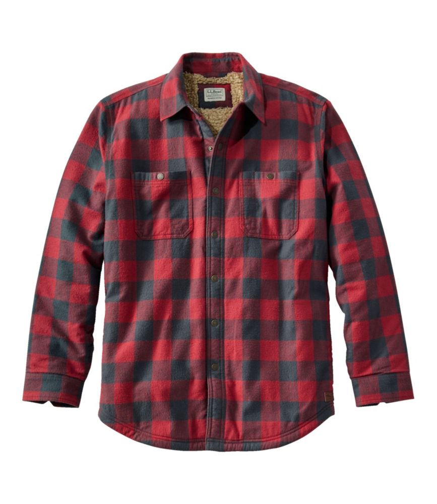 Men's Sherpa-Lined Scotch Plaid Shirt, Slightly Fitted, Vintage Red Rob Roy, small image number 1