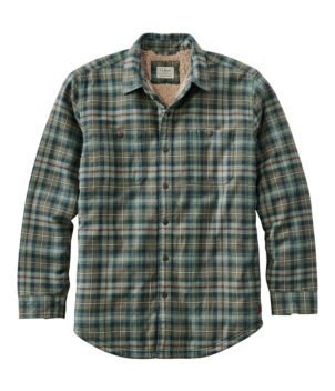 Men's Sherpa-Lined Scotch Plaid Shirt, Slightly Fitted