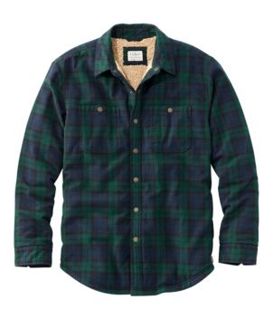 Men's Sherpa-Lined Scotch Plaid Shirt, Slightly Fitted