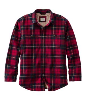 Men's Sherpa-Lined Scotch Plaid Shirt, Slightly Fitted