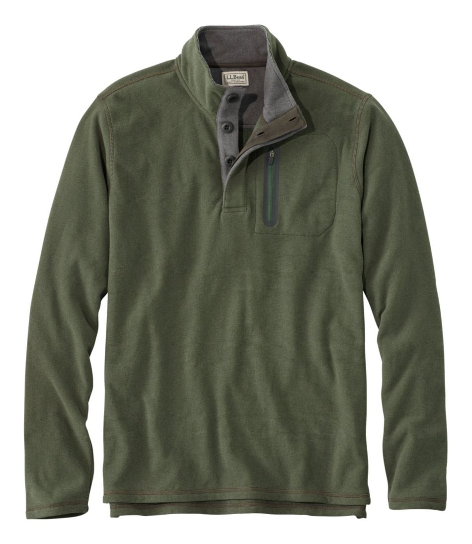 L.L.Bean Fleece Layering Button Mock Shirt, Slightly Fitted ...