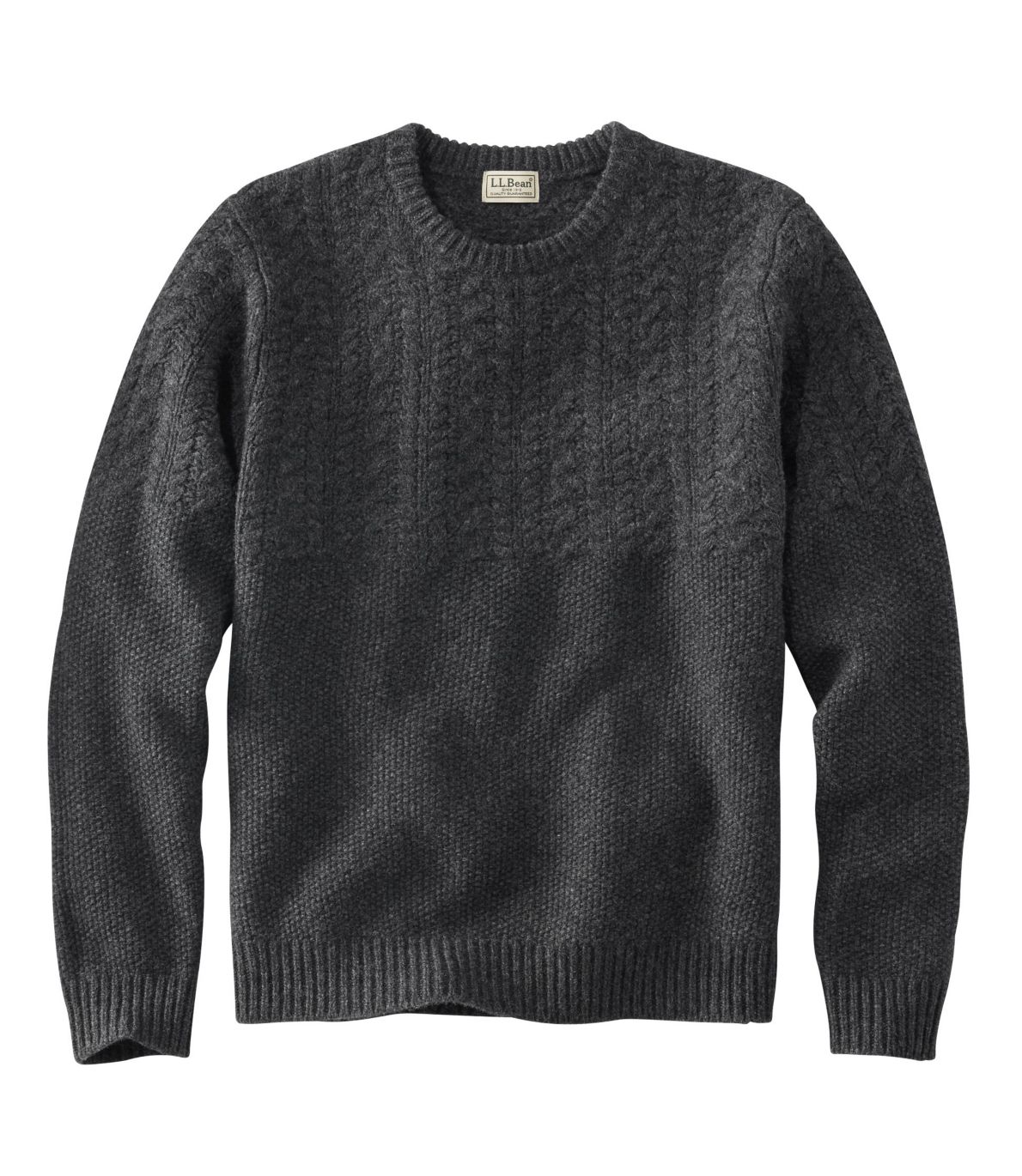 Washable Lambswool Sweaters, Mixed Stitch Crewneck