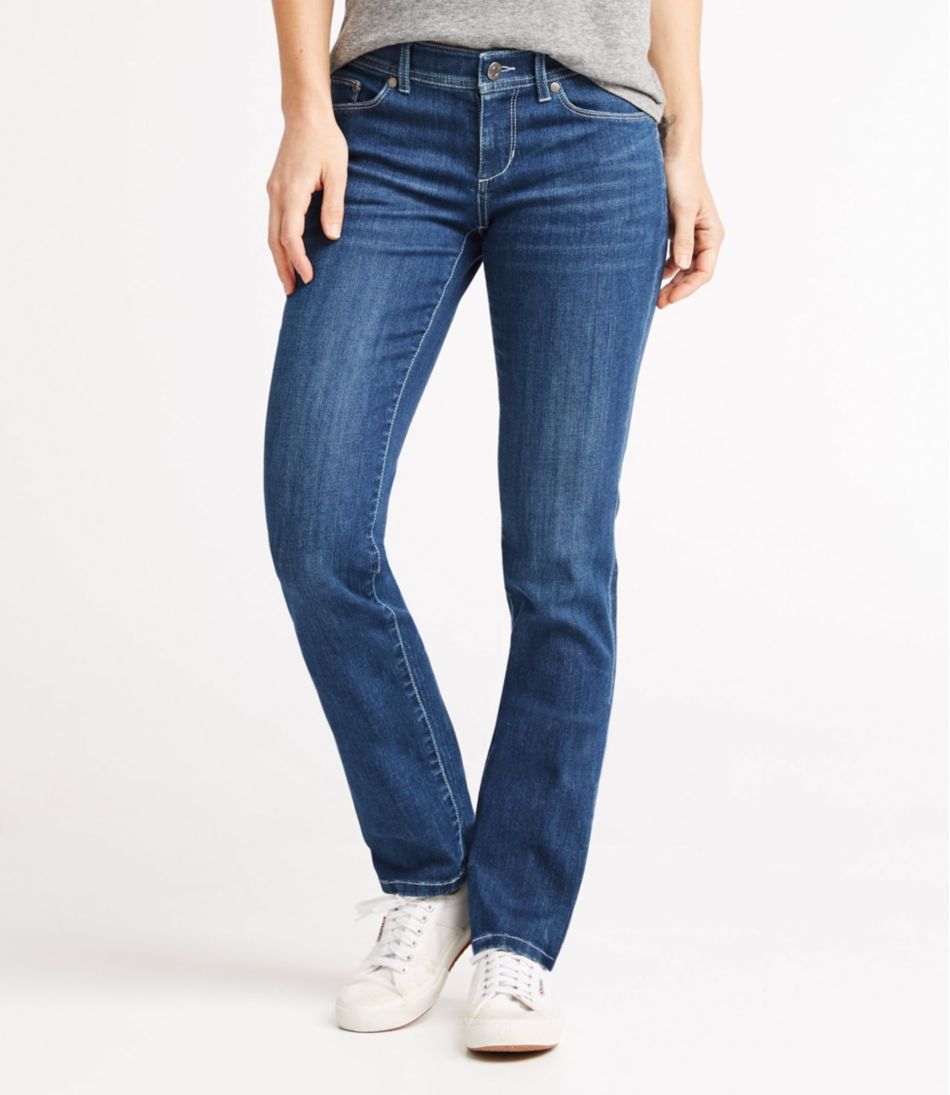 Women's L.L.Bean Performance Stretch Jeans, Low-Rise Straight-Leg ...