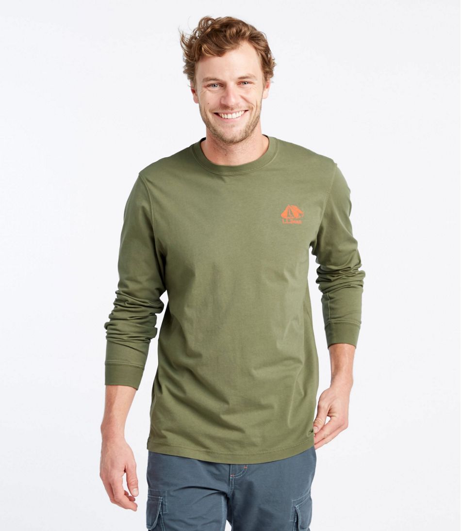 Lakewashed Garment-Dyed Graphic Tee, Long-Sleeve Slightly Fitted Tent ...