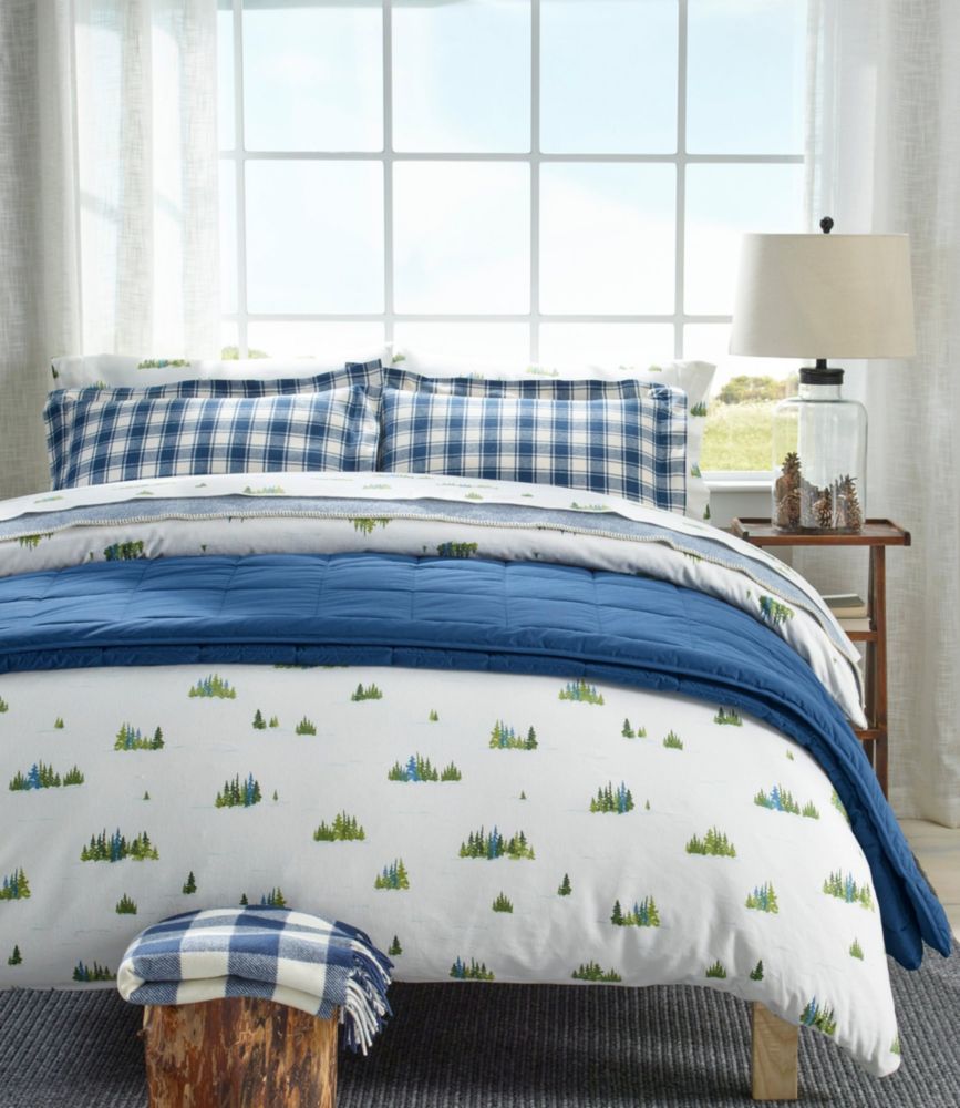 Treeline Print Flannel Comforter Cover Collection